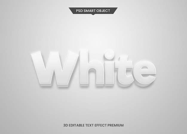 PSD white minimalist 3d editable text style effect