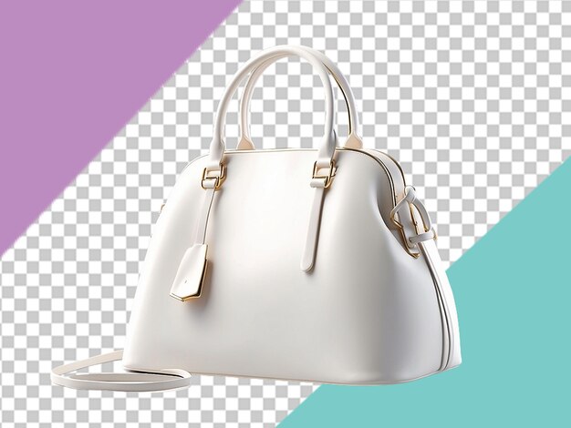 Borsa a mano elegante e minimalista bianca su sfondo bianco