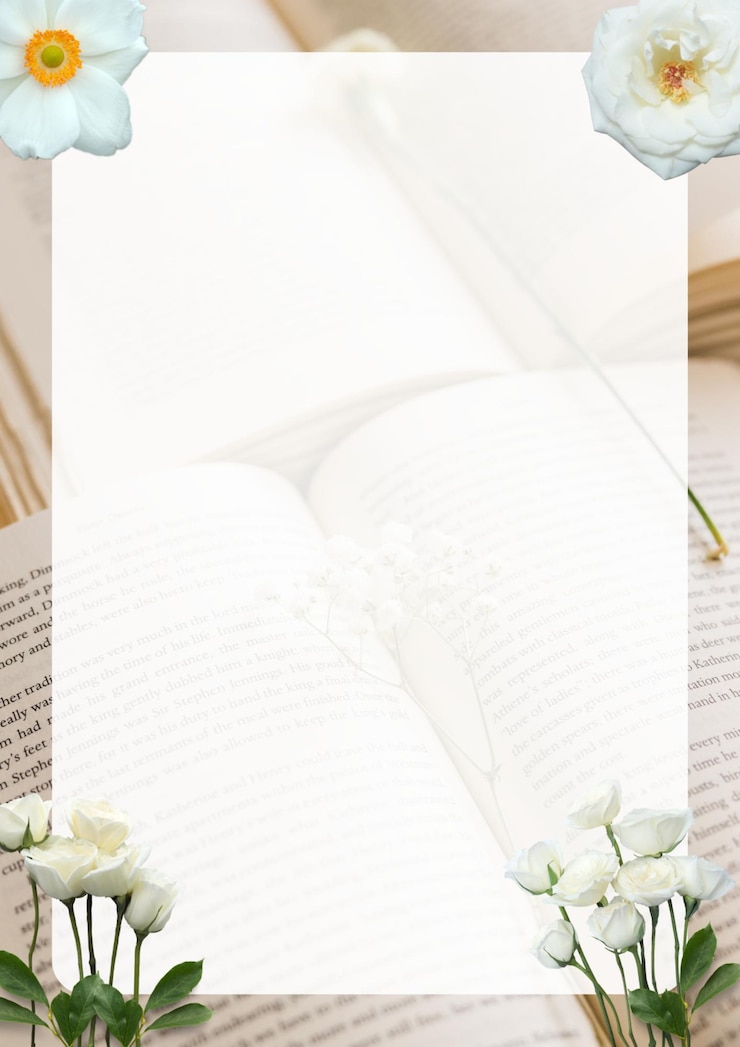 PSD white minimalist floral page border