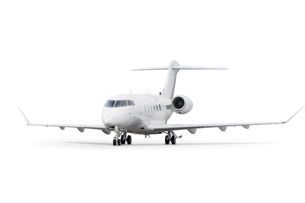 White modern business jet isolated