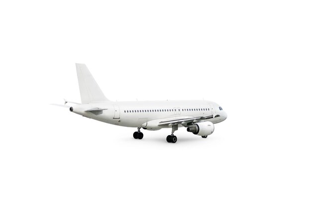 PSD white modern passenger jet plane isolated