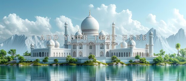 PSD white mosque for ramadan kareem background