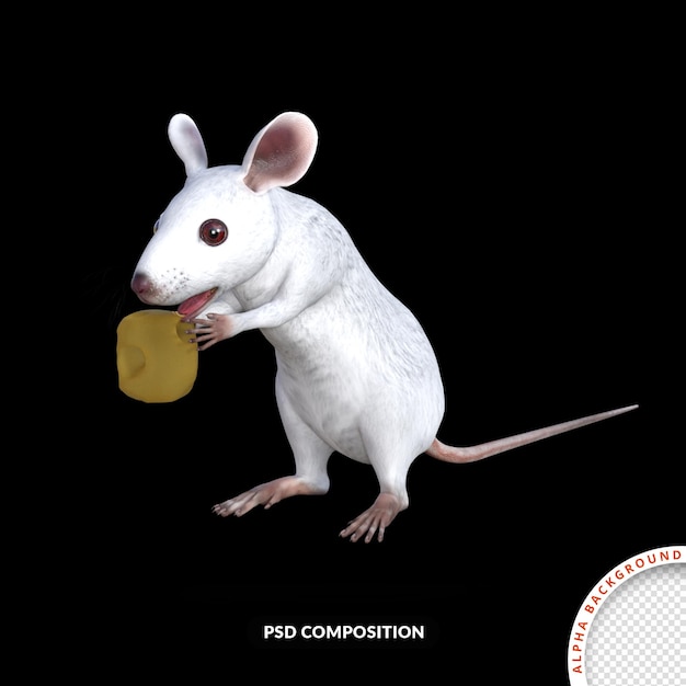 Rendering 3d del mouse bianco