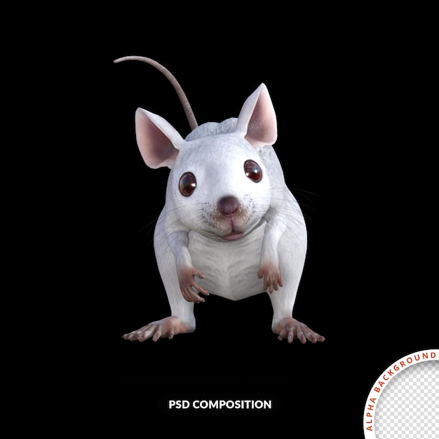 PSD white mouse 3d rendering