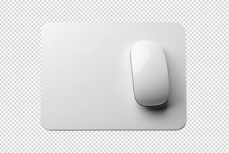 PSD a white mouse is on a white mouse pad