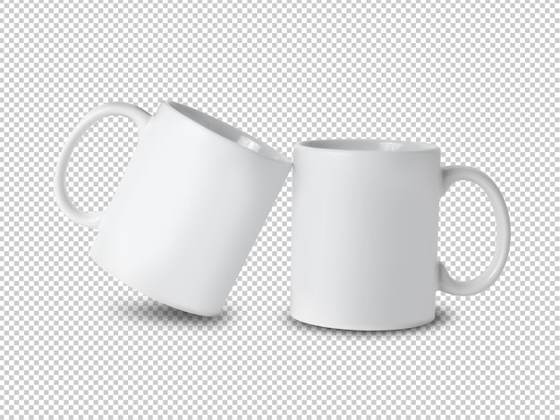 PSD white mug cup mockup   on transparent .