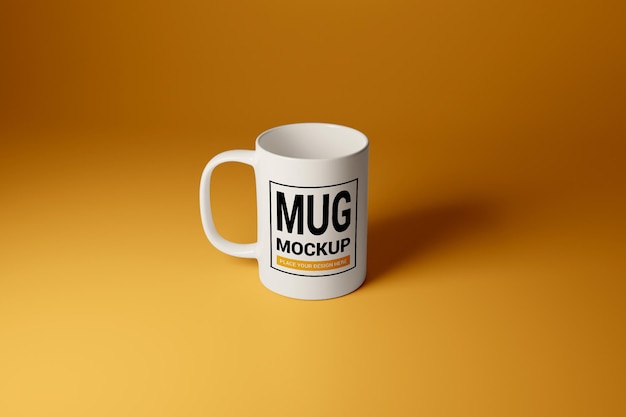 White Mug on Yellow Background Mockup