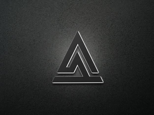 WHITE NEON 3D LOGO MOCKUP DARK BACKGROUND