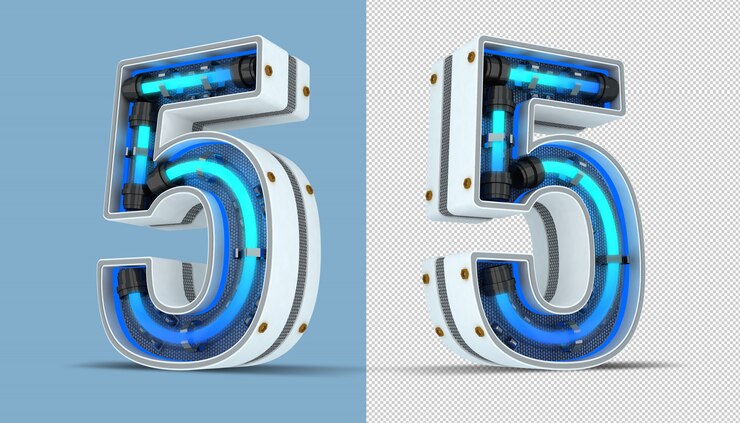 PSD 흰색 숫자 네온 빛 3d 렌더링 그림
