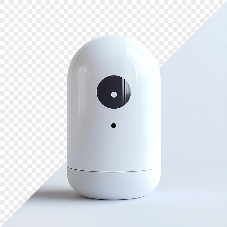 PSD a white object with a black button on it is sitting on a table