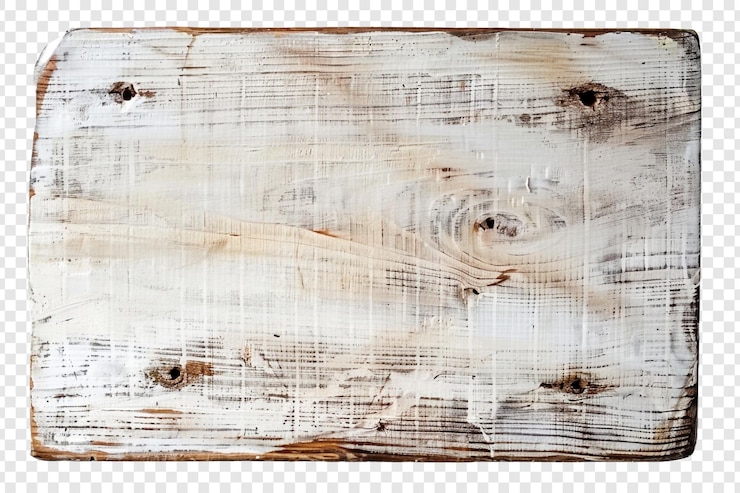 PSD white old wooden board isolated on transparent background