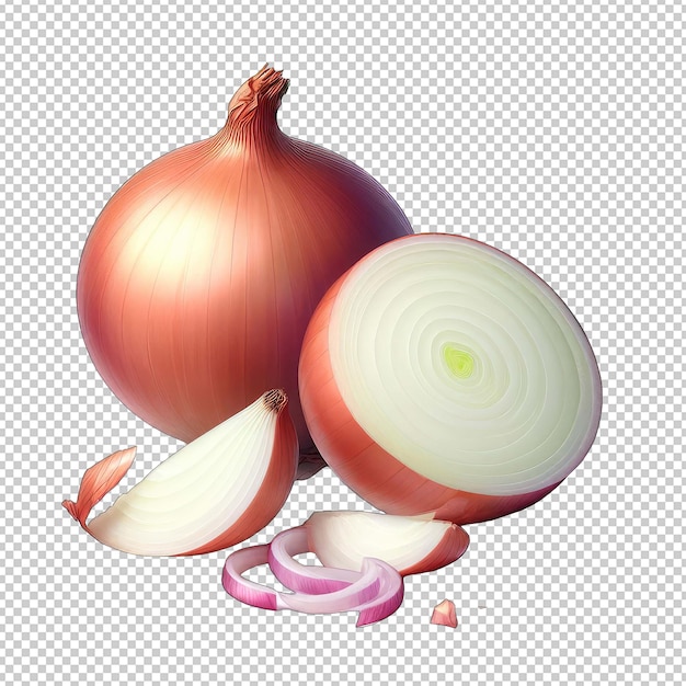 PSD white onion in detail png