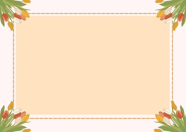 White Orange Floral Page Border Document