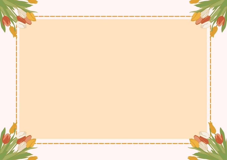 PSD white orange floral page border document