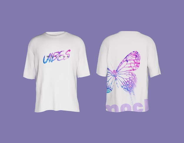 White Oversized TShirt Mockup 3D Render Round Neck Isolated for Clothing Branding