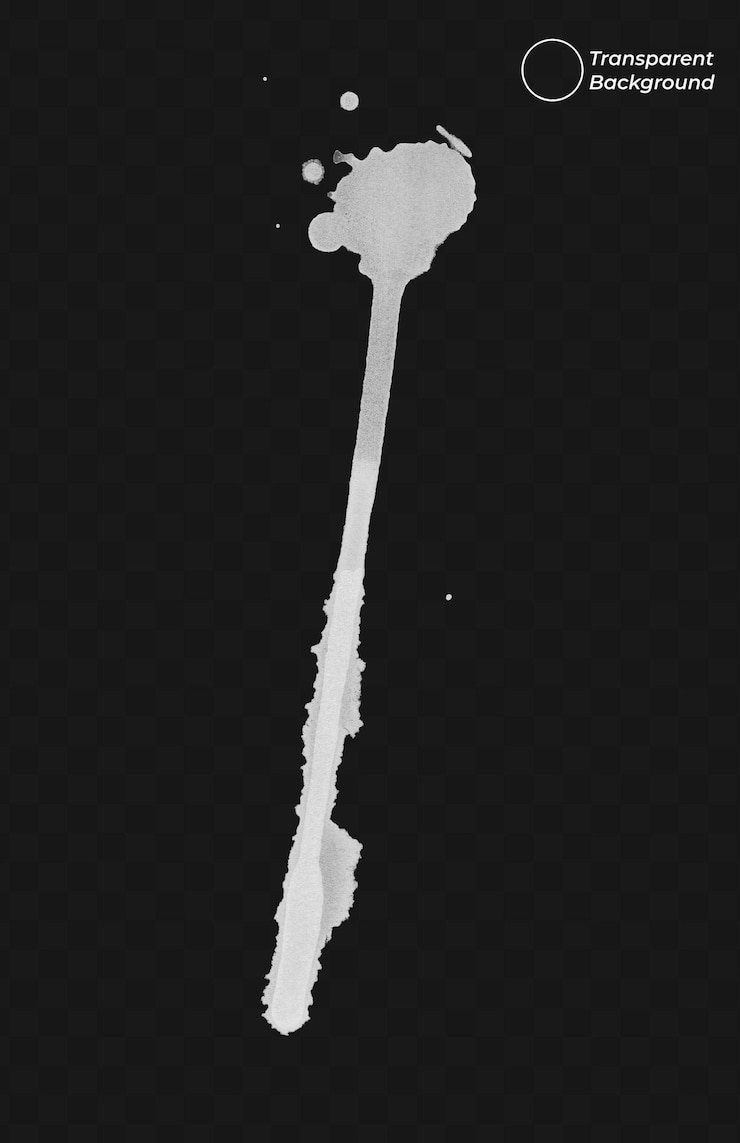PSD white paint splatter on black with transparent background