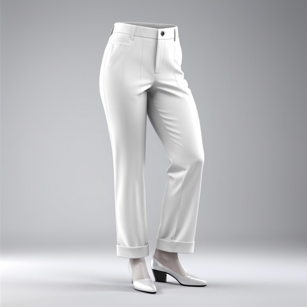 PSD psd di pantaloni bianchi su sfondo bianco