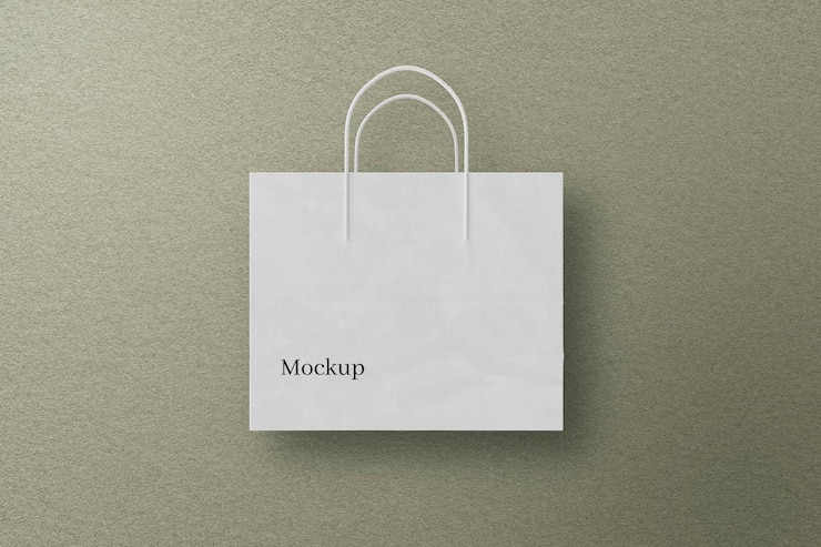 Premium PSD | White paper bag mockup on wall background