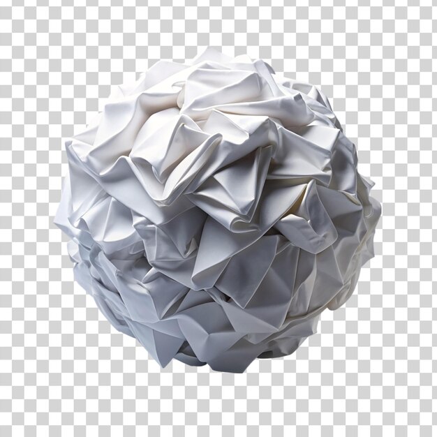 PSD white paper ball isolated on transparent background