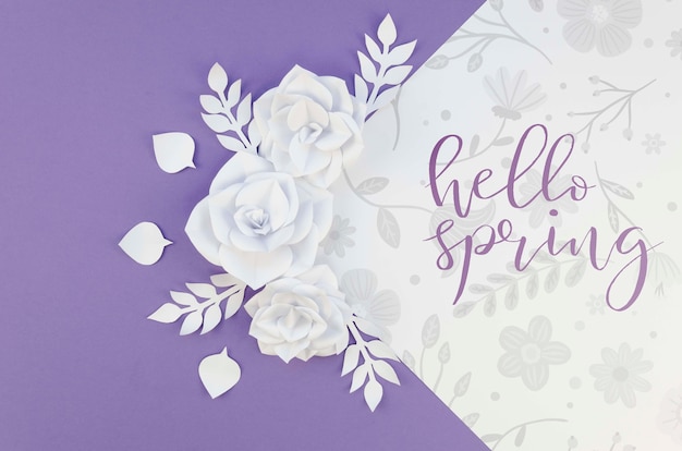 PSD white paper flowers ornament
