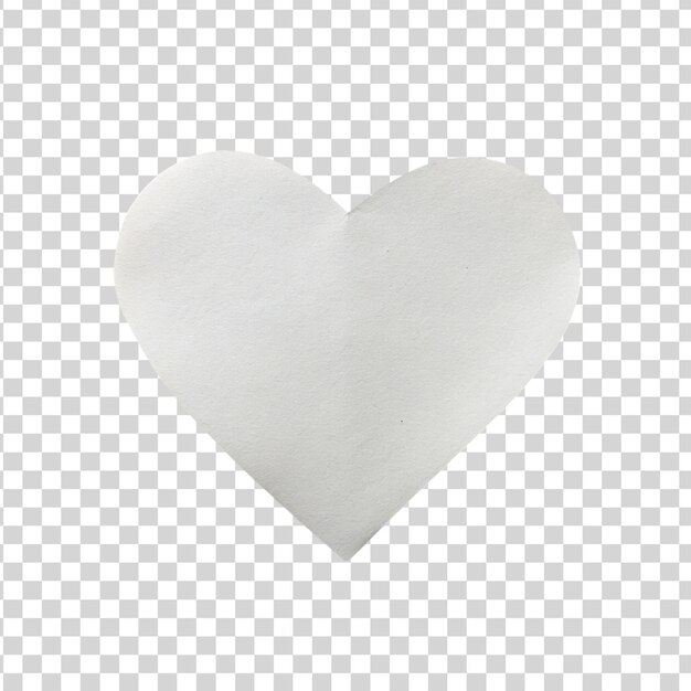 PSD white paper heart shape isolated on transparent background