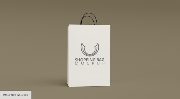 White paper long shopping bag mockup thin handle