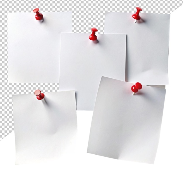 PSD white paper pinned with pin transparent background