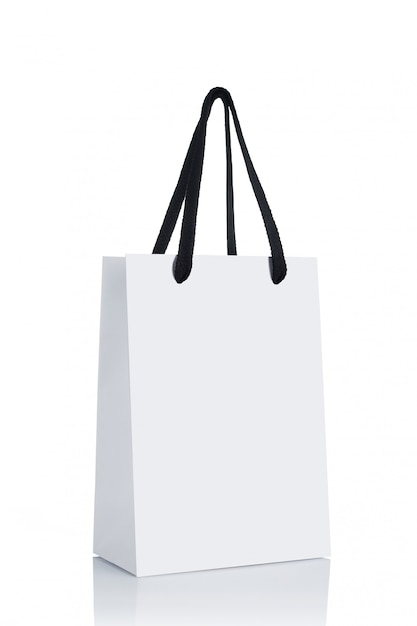 White paper shopping bag isolated.