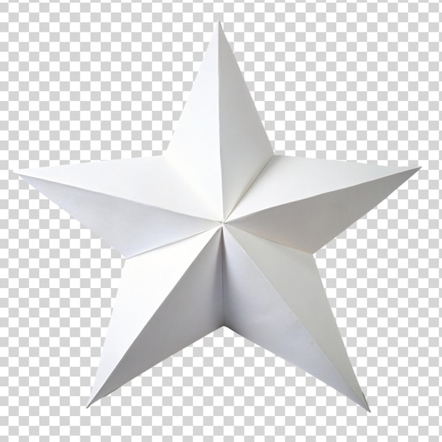 Carta bianca a forma di stella isolata su sfondo trasparente