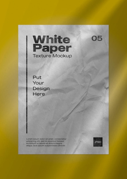 PSD Текстура морщин белой бумаги для макета 05