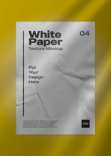 PSD white paper wrinkle texture for mockup 01