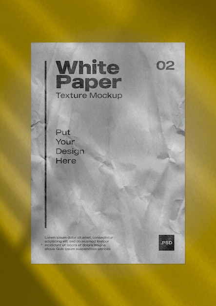 PSD white paper wrinkle texture for mockup 02