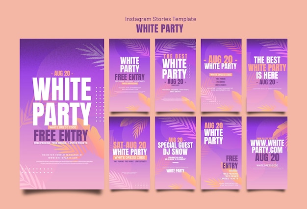 white party instagram stories collection with vegetation