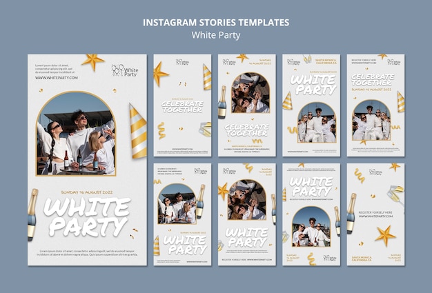 white party instagram stories template