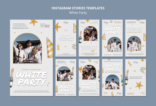 PSD white party instagram stories template