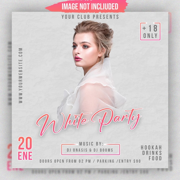 White party night club dj flyer di festa post sui social media instagram psd