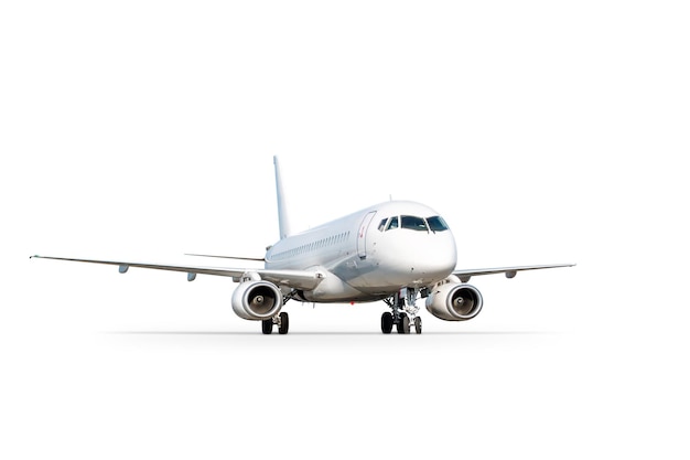 PSD white passenger jet plane isolated