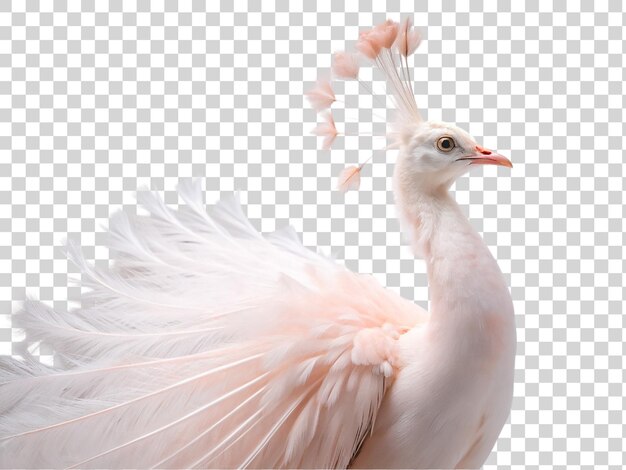 PSD white peacock on a transparent background