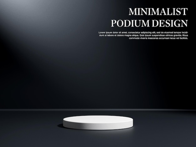 PSD white pedestal product display stand podium empty platform geometric dark scene product presentation