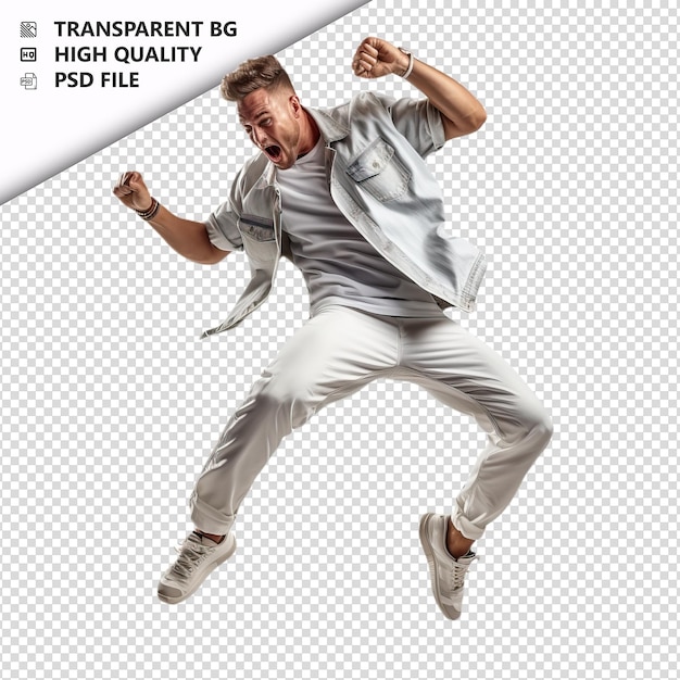 PSD white person dancing ultra realistic style white backgrou