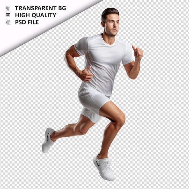 PSD white person running ultra realistic style white backgrou