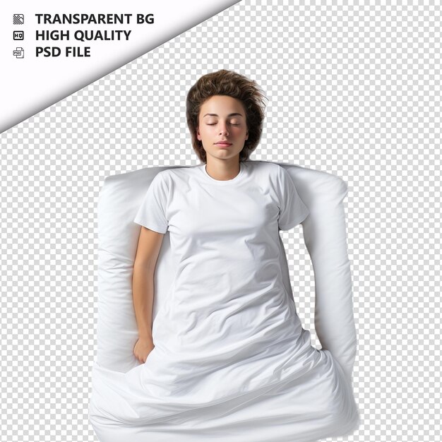 PSD white person sleeping ultra realistic style white backgro