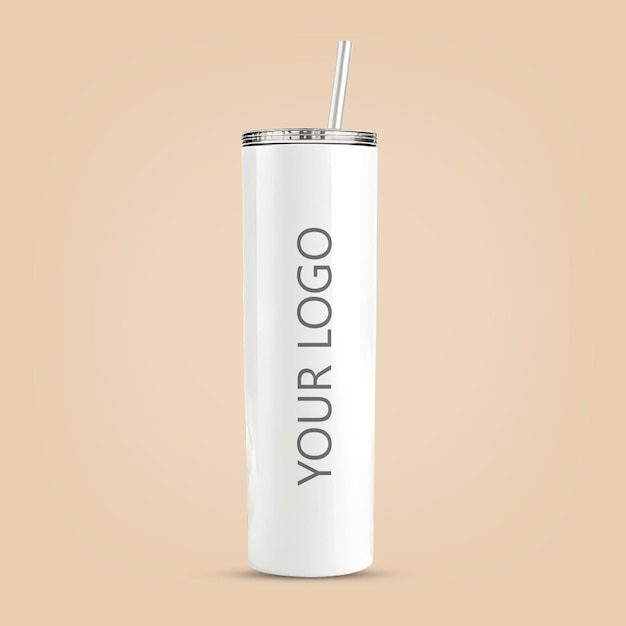 white personalized tumbler mockup with your logo