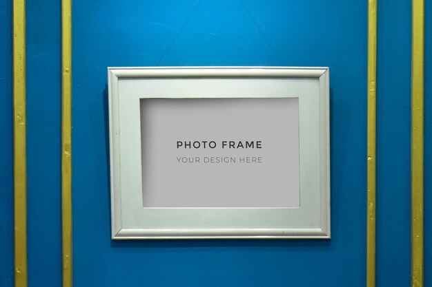 White photo frame on grange wall mockup