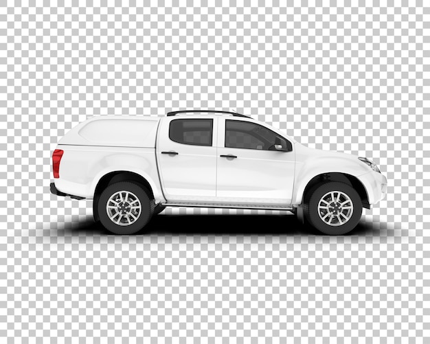 White pickup truck on transparent background 3d rendering illustration