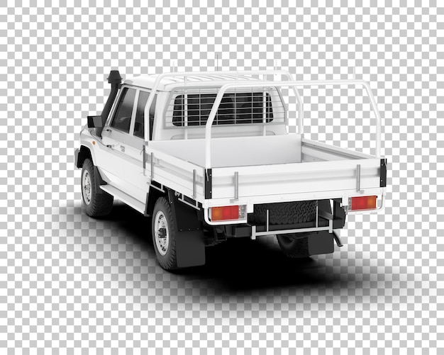 White pickup truck on transparent background 3d rendering illustration