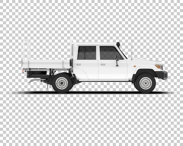 White pickup truck on transparent background 3d rendering illustration