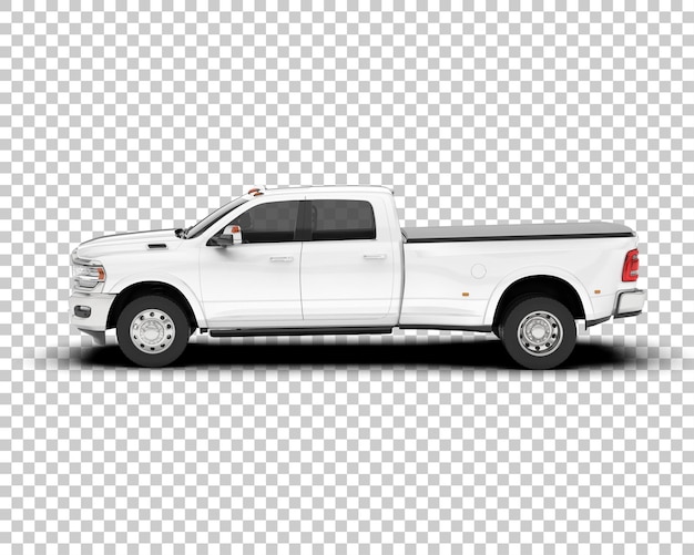 PSD white pickup truck on transparent background 3d rendering illustration