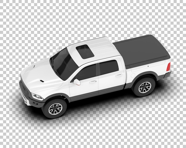 PSD white pickup truck on transparent background 3d rendering illustration