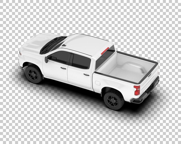 PSD white pickup truck on transparent background 3d rendering illustration